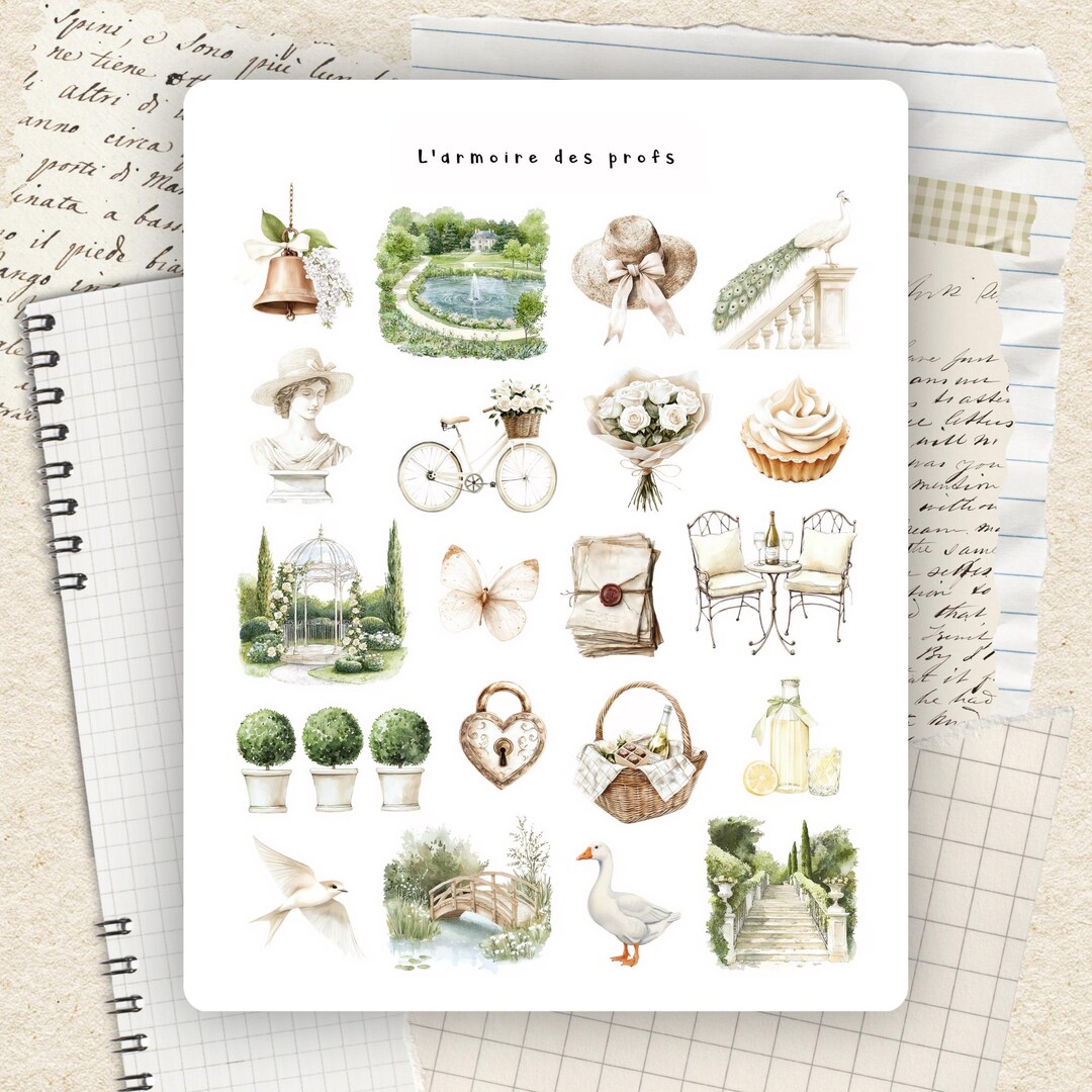 Cozy Cottagecore Planner Stickers, Garden Planner Stickers, Vintage ...