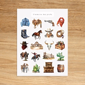 COWBOY Western Country Stickers, Texas Horse Ranch Cowgirl Junk Journal Stickers, Yeehaw Stickers