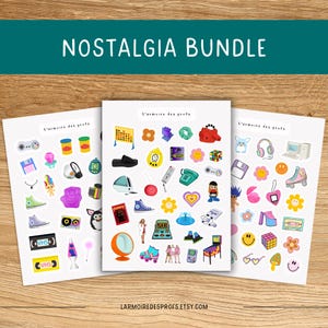 NOSTALGIA Theme Sticker Sheet / 90s Stickers / Retro Sticker Pack