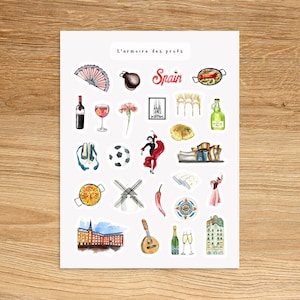 SPANJE Thema Stickervel / Reisplanner Stickers / Vakantieplanner & Dagboek Stickervel