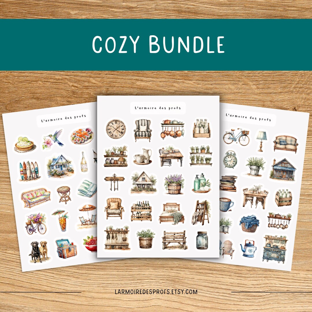 COZY Home Sticker Pack, Hygge Stickers for Planner Journal Notebook ...