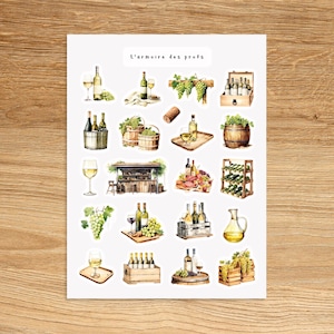 WEISSWEINFLASCHE Aufkleber, Weinglas Weinflaschen Aufkleber für Journale Scrapbooking und Notizbücher, Cocktails Feier Aufkleber