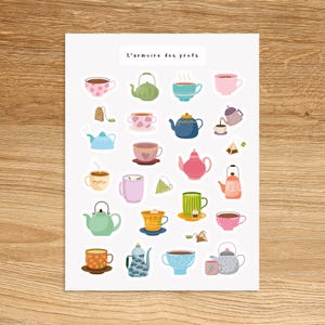 TEA Theme Sticker Sheet / Mug Stickers for Planner & Journal