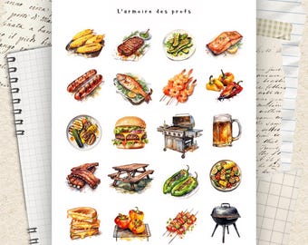 BBQ Sticker, Grilling Burger Steak Sticker, Summer Time Food Sticker, Barbecue Party Seasonal Stickers