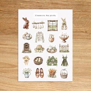 EASTER Spring Countryside Sticker Sheet, Easter Eggs Cottage Happy Easter Junk Journal Stickers, Cozy Cottagecore Rustic Stickers
