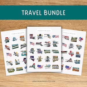 UNITED STATES Planner Stickers Pack, USA States Journal Decoration Stickers, American Flag Planner Accessories, Travel Sticker Pack