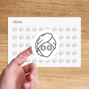 FACIAL Mini Icon Stickers / Beauty Appointment Stickers / Self-Care Minimal Functional Planner Stickers / Skin Care Minimalist Stickers