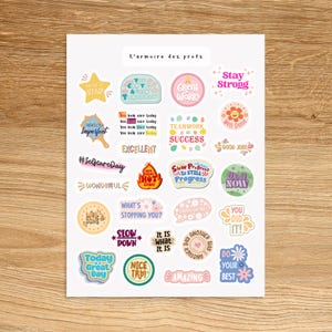AFFIRMATION Theme Sticker Sheet / Selfcare Positive Quotes Sticker Pack / Inspirational Wellness Stickers for Journal and Planners