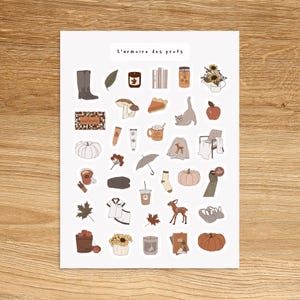 AUTUMN Planner Stickers, Cozy Fall Scrapbook Stickers, Hygge Season Decor, Cozy Cottage Season, Seasonal Holiday Craft Supplies