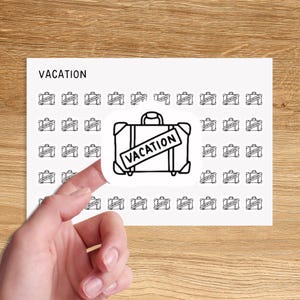 VACATION Mini Icon Stickers / Travel Minimal Functional Planner Stickers / Day Off Minimalist Stickers