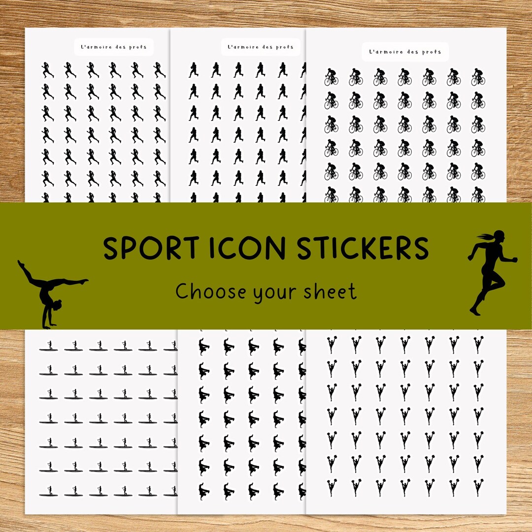 Sport Icon Stickers for Planners, Fitness, Workout, Wellness Journal ...
