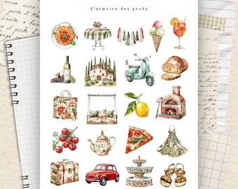 Reisstickers, stickers voor je vakantieplanner in Italië, stickers voor je reisdagboek, stickers voor het plannen van een avontuurlijke reis, scrapbookstickers