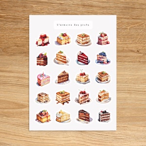 CAKE Theme Sticker Sheet / Fun Decorative Stickers for Journal, Planner, Notebook / Dessert Planner Stickers, Journal Stickers