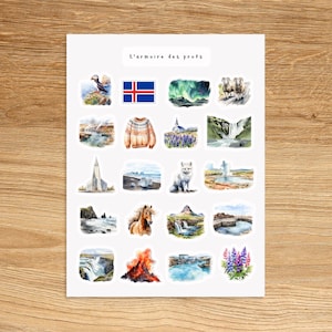 ICELAND Travel Planner Stickers, Vacation Holiday Adventure Calendar Sticker Pack, Cozy Adventure Explore Scrapbooking Decor