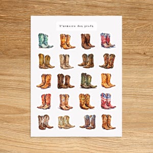 COWBOY BOOTS Stickers for Planner, Journal, Notebook, Western Planner Stickers, Cowboy Decorative Stickers, Texas Ranch Horse Stickers