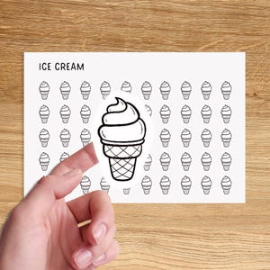 ICE CREAM Mini Icon Stickers / Treat Minimal Functional Planner Stickers / Date Night Minimalist Stickers