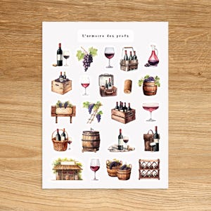 RED WINE Bottle Stickers, Wine Glass Wine Bottle Stickers for Journals Scrapbooking and Notebooks, Cocktails Celebration Stickers