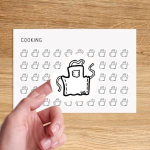 APRON Mini Icon Stickers / Cooking Minimal Functional Planner Stickers / Baking Minimalist Stickers
