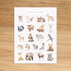 FOREST Animals Stickers, Woodland Animals Junk Journal Stickers, Countryside Woods Cottagecore Rustic Stickers