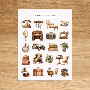 VINTAGE Theme Sticker Sheet / Vintage Planner & Journal Sticker Sheet / Retro Stickers