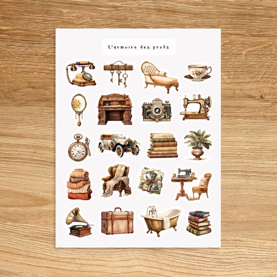VINTAGE Theme Sticker Sheet / Vintage Planner & Journal Sticker Sheet / Retro Stickers