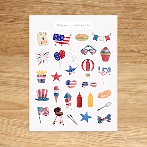 FORTH OF JULY Theme Sticker Sheet / Holiday Planner Stickers / United States Decorative Stickers for Planner & Journal