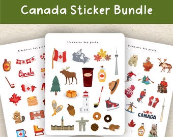 Paquete de pegatinas para planificador de Canadá, pegatinas de iconos canadienses, pegatinas de alces de la Torre CN con café y jarabe de arce, pegatinas acogedoras para álbumes de recortes y diarios de Canadá.