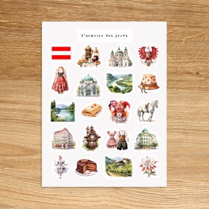 AUSTRIA Travel Planner Stickers, Vacation Holiday Adventure Calendar Sticker Pack, Cozy Adventure Explore Scrapbooking Decor
