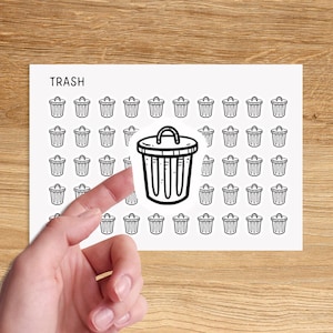 TRASH CAN Mini Icon Stickers for Planner / Household Icon Stickers / Cleaning Minimal Planner Stickers / Chores Icon Stickers