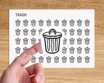 TRASH CAN Mini Icon Stickers for Planner / Household Icon Stickers / Cleaning Minimal Planner Stickers / Chores Icon Stickers