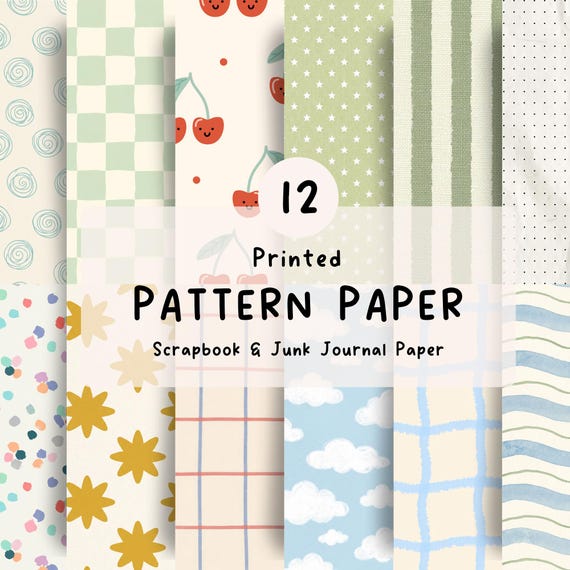 Pattern Paper Pack, Scrapbook Paper, Junk Journal Paper, Decorative Paper, Collage Paper, Craft Paper, A5 Paper Pack