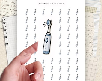 Dental Care Planner Stickers, Electric Toothbrush Icons, Hygiene & Self Care Functional Sticker Sheet, Dentist Appointment