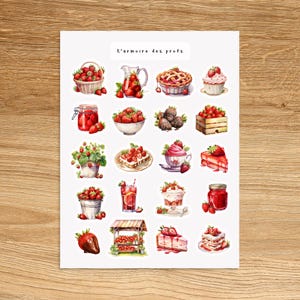 STRAWBERRY Fruit Stickers, Summer Fresh Fruits Stickers, Strawberries Stickers