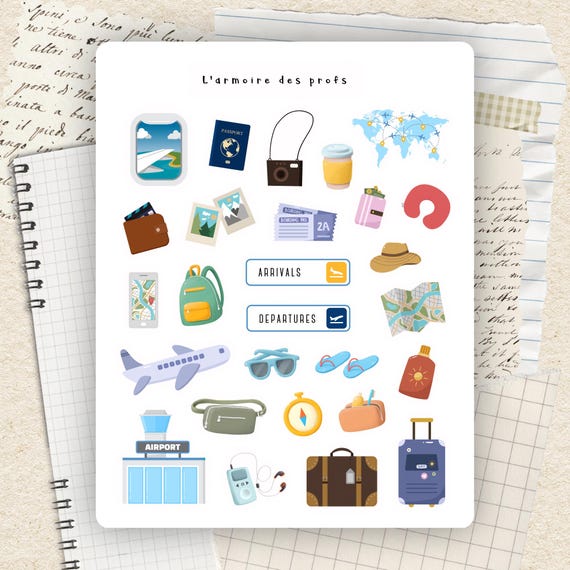 Travel Planner Stickers, Vacation Holiday Planner Stickers, Wanderlust Journal Stickers, Adventure Junk Journal