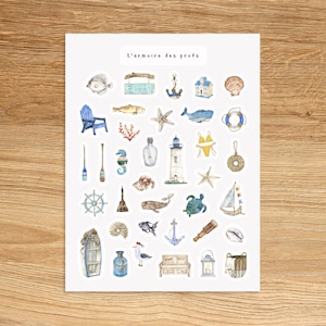 BEACH HOUSE Theme Sticker Sheet / Cottage Stickers For Planners / Nautical Stickers