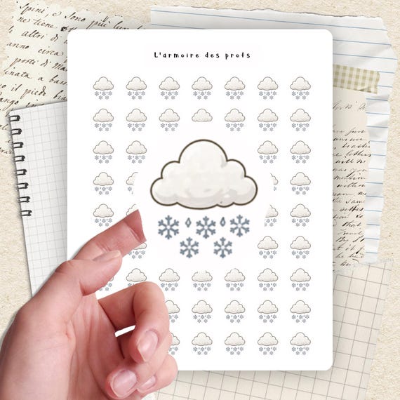 Weather Planner Stickers, Weather Tracker Stickers, Sunny Rain Cloud Snow Functional Stickers
