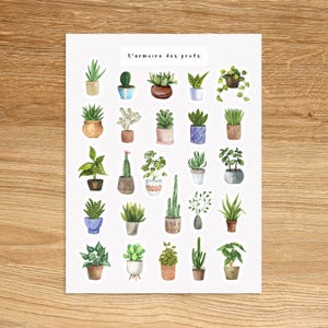 PLANT Stickers, Houseplant Garden Sticker Sheet, Cute Succulent Cactus Junk Journal Stickers, Plant Lover Gift