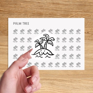 PALM TREE Mini Icon Stickers / Vacation Minimal Functional Planner Stickers / Travel Minimalist Stickers