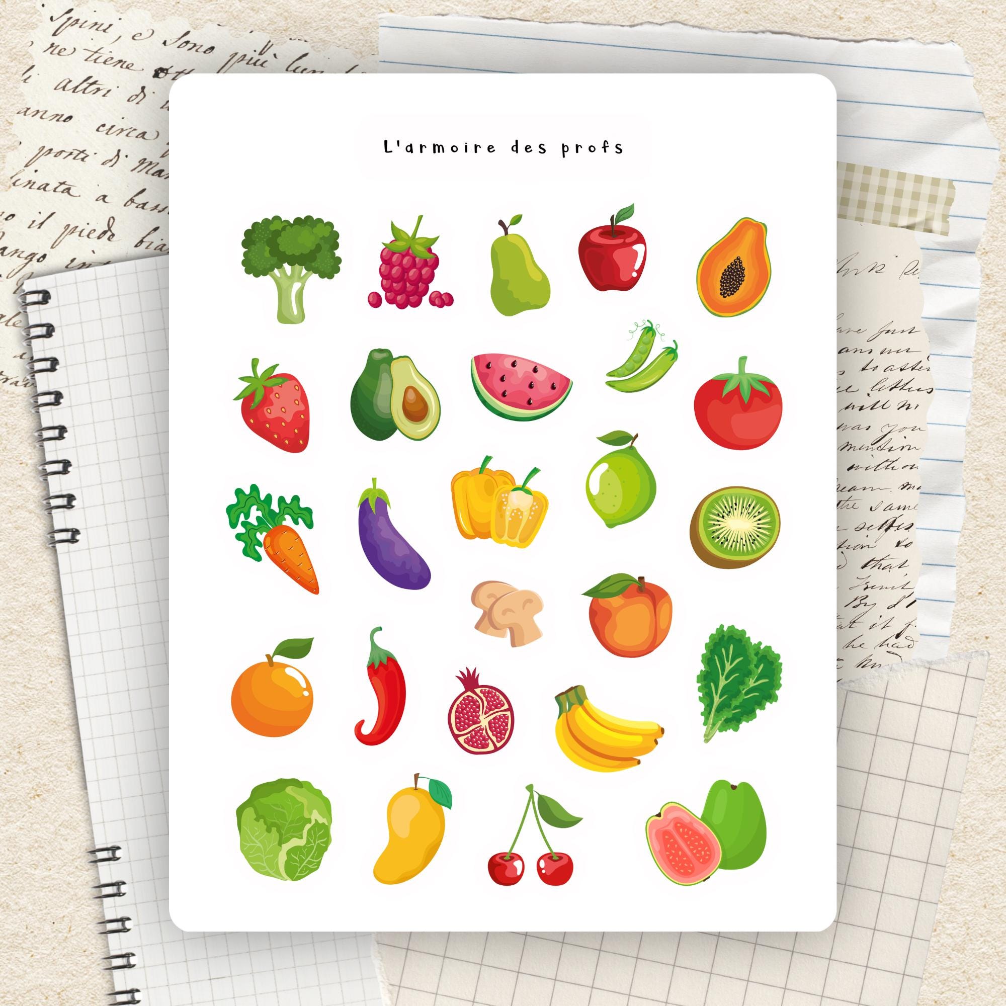 BESTonZON – Lot De 50 Autocollants Fruits Et Légumes – Éducatif, Créatif, Pour Enfants