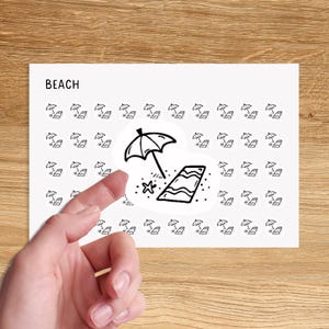 BEACH Mini Icon Stickers / Vacation Minimal Functional Planner Stickers / Travel Minimalist Stickers