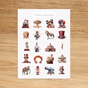 CIRCUS decoratieve planner stickers, carnaval carrousel stickers, festival stickers