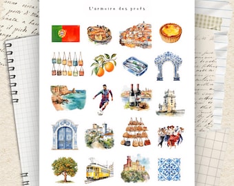 Travel Stickers, Portugal Vacation Planner Stickers, Wanderlust Journal Stickers, Adventure Scrapbook Stickers