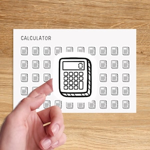 CALCULATOR Mini Icon Stickers / Minimalist Budget Stickers / Bill Due Stickers