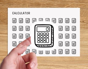 CALCULATOR Mini Icon Stickers / Minimalist Budget Stickers / Bill Due Stickers