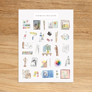 PAINTING Paint Crafts Hobbies Stickers, Watercolor Art Supplies Stickers, Artist Sketchbook Paint Junk Journal, Arts and Crafts
