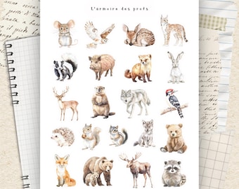 Forest Animal Stickers, Woodland Creature Sticker Sheet, Cottagecore Wildlife Planner Stickers, Cute Forest Animals