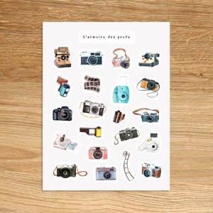 KAMERA-Aufkleber für Planer, Journale, Scrapbooking und Notizbücher, süße dekorative Aufkleber, Kinofotografie, lustige Aquarell-Aufkleber