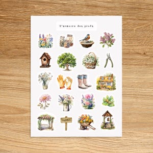 GARDEN Theme Sticker Sheet, Gardening Flowers Planner Stickers, Spring Cottage Home Vegetables Stickers for Planner & Journal Sticker Sheet