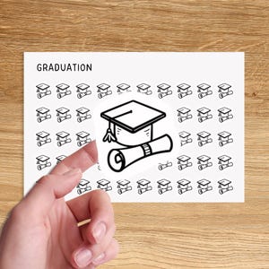 GRADUATION Mini Icon Stickers / Celebration Minimal Functional Planner Stickers / School Holiday Minimalist Stickers