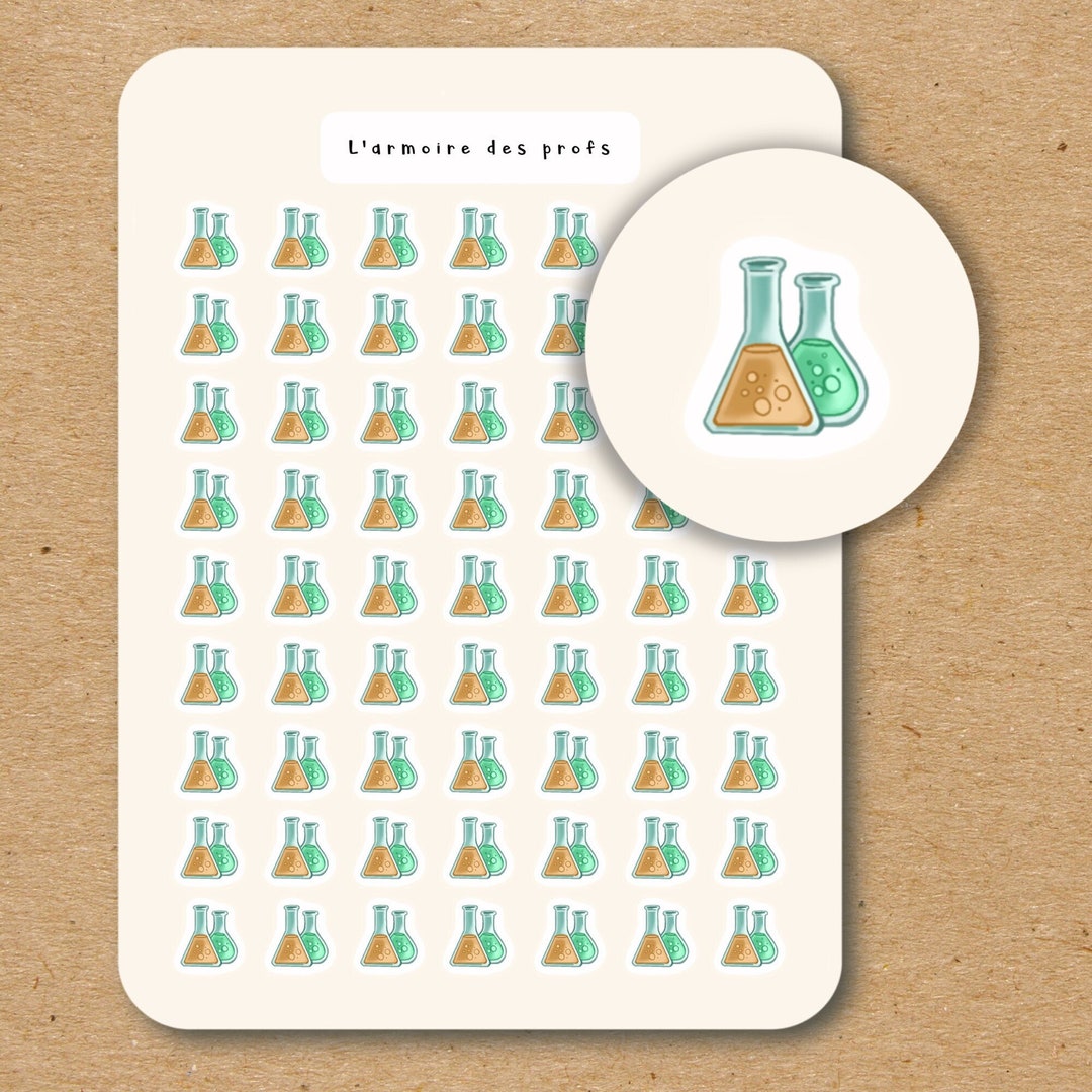Science Tube Sticker FLASK Icon Stickers / Chemistry Planner Stickers / Science Test Tubes ...